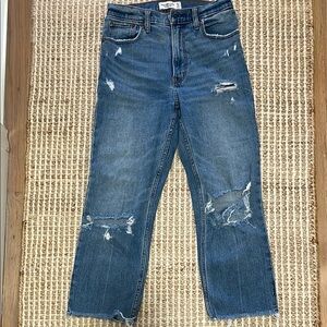 Abercrombie & Fitch High Rise Distressed Blue Jeans